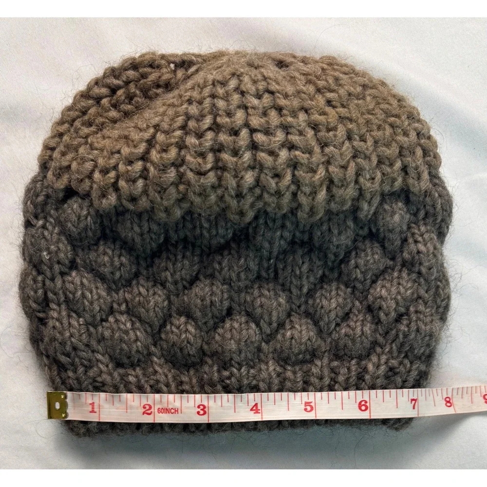 Cintelli e Galluzzo Brown Chunky Knit Beanie Alpaca Wool Blend Made in Italy Hat